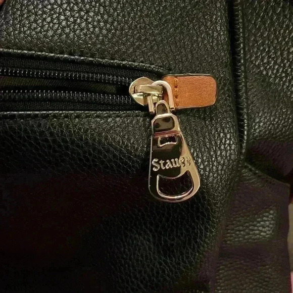 Stauer Black/Brown Shoulder Bag w/ lots of compartments Gold tone logo hardware - Picture 8 of 12